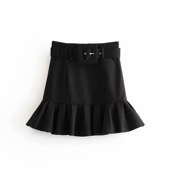 2019 women's new mini skirt with belt and small pleated hem high waist skirts womens clothes faldas mujer, Black
2019 women's new mini skirt with belt and small pleated hem high waist skirts womens clothes faldas mujer, Black