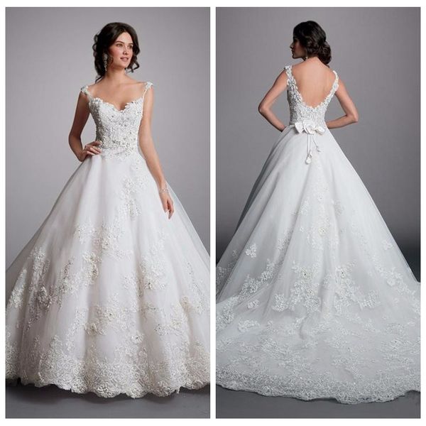 2019 spaghetti a-line lace appliques wedding dresses beaded crystal bridal gowns backless vestidos de marriage garden, White
2019 spaghetti a-line lace appliques wedding dresses beaded crystal bridal gowns backless vestidos de marriage garden, White