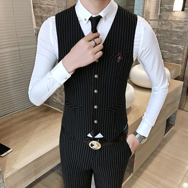 2019 classic black stripes men suit vests, business banquet wedding mens vest , black, blue ,fashion casual waistcoat man, Black;white
2019 classic black stripes men suit vests, business banquet wedding mens vest , black, blue ,fashion casual waistcoat man, Black;white