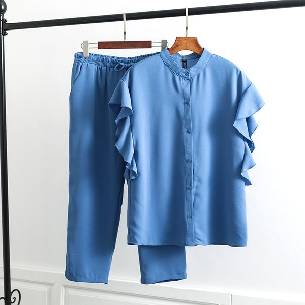2019 plus size women two-piece set summer clothing casual fashion loose chiffon blouses + pants f11-1205, White
2019 plus size women two-piece set summer clothing casual fashion loose chiffon blouses + pants f11-1205, White