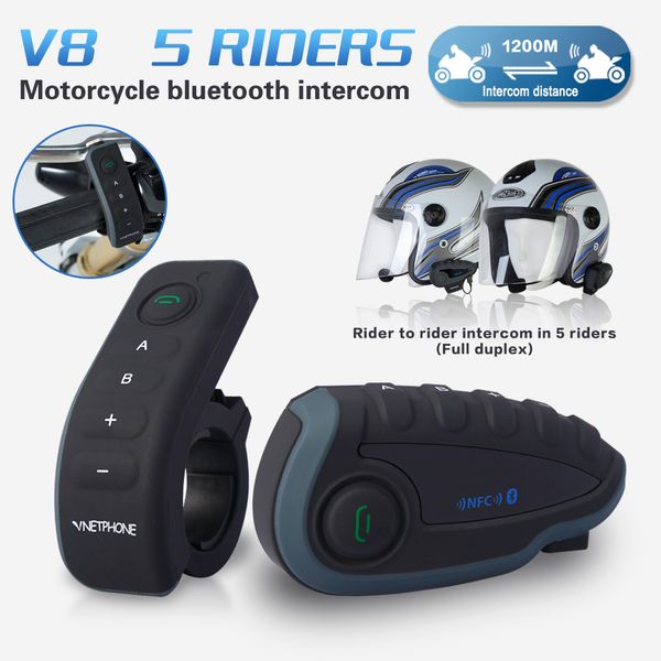 2017 new v8 bt interphone with remote controller fm nfc 5 riders bluetooth motorcycle intercom 1200m intercomunicador v8 motos
2017 new v8 bt interphone with remote controller fm nfc 5 riders bluetooth motorcycle intercom 1200m intercomunicador v8 motos