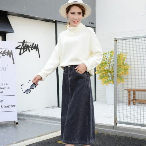 street women autumn corduroy a line loose high waist casual fashion female ankle knee long solid pockets skirts, Black
street women autumn corduroy a line loose high waist casual fashion female ankle knee long solid pockets skirts, Black