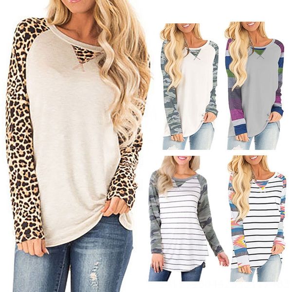 printed shoulder coat t-shirt t-shirt striped sleeve leopard print camouflage long sleeve 2019, White
printed shoulder coat t-shirt t-shirt striped sleeve leopard print camouflage long sleeve 2019, White