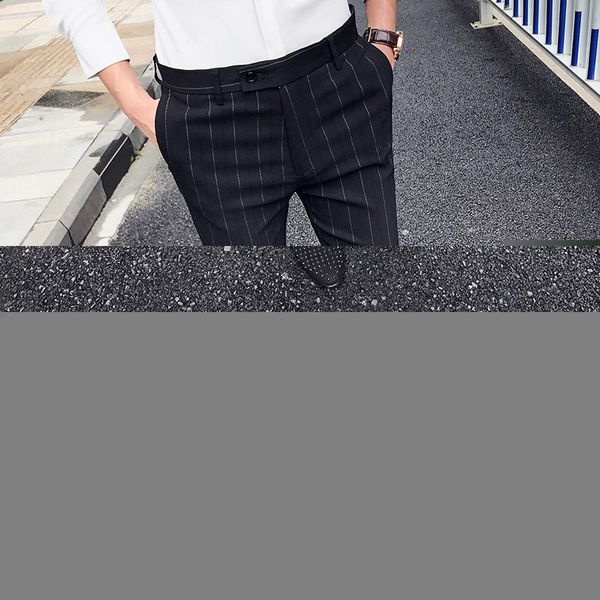 2018 new personality japanese network red trend british wind stripes nine points pants net red slim casual pants, Black
2018 new personality japanese network red trend british wind stripes nine points pants net red slim casual pants, Black