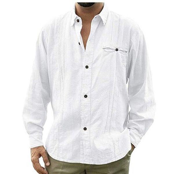 men shirt solid color long sleeve linen cardigan shirt new button lapel, White;black
men shirt solid color long sleeve linen cardigan shirt new button lapel, White;black