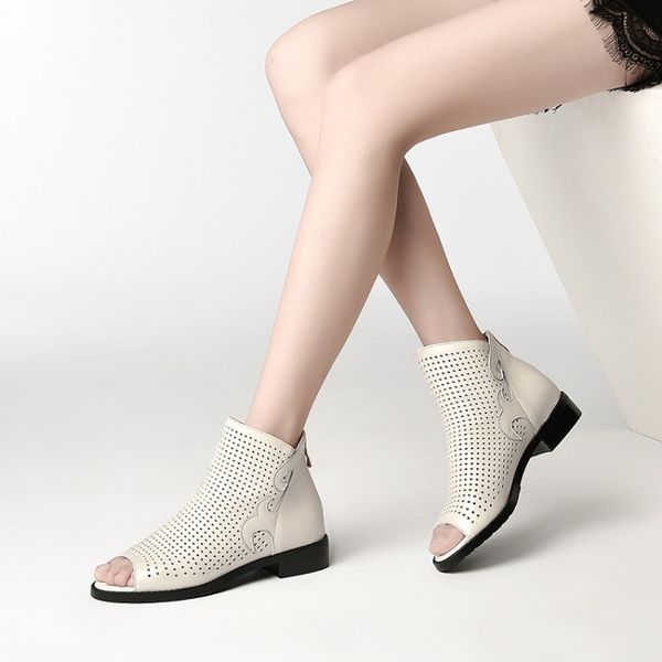 2019 genuine leather hollow summer boots women open toe flat ankle boots woman sandals breathable female hole shoes, Black
2019 genuine leather hollow summer boots women open toe flat ankle boots woman sandals breathable female hole shoes, Black