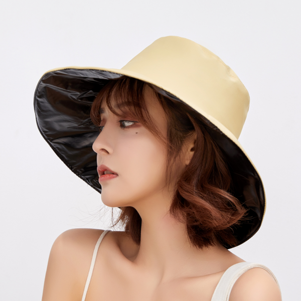 fisvds outdoor uv protection rain cap waterproof rain hat wide brim foldable bucket hat for women, Blue;gray