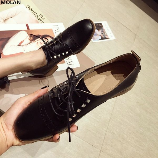 molan brand designers 2020 spring retro style luxury rivet lace up genuine leather flats shoes women wood heels loafers casual, Black
molan brand designers 2020 spring retro style luxury rivet lace up genuine leather flats shoes women wood heels loafers casual, Black