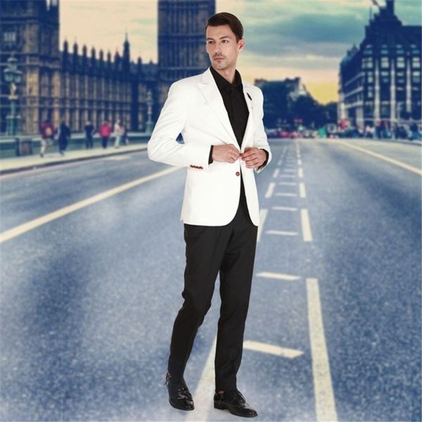 custom men suits white jacket and black pants for wedding prom slim fit classic blazer jacket with bridegroom 2 pieces, White;black
custom men suits white jacket and black pants for wedding prom slim fit classic blazer jacket with bridegroom 2 pieces, White;black