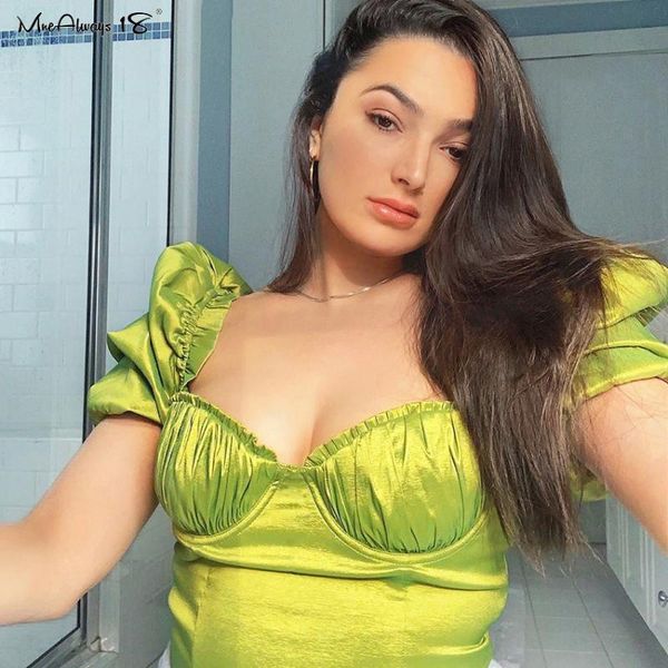 mnealways18 green short puff sleeve satin blouse women summer elegant and blouses ruffles slim casual shirt spring 2020, White
mnealways18 green short puff sleeve satin blouse women summer elegant and blouses ruffles slim casual shirt spring 2020, White