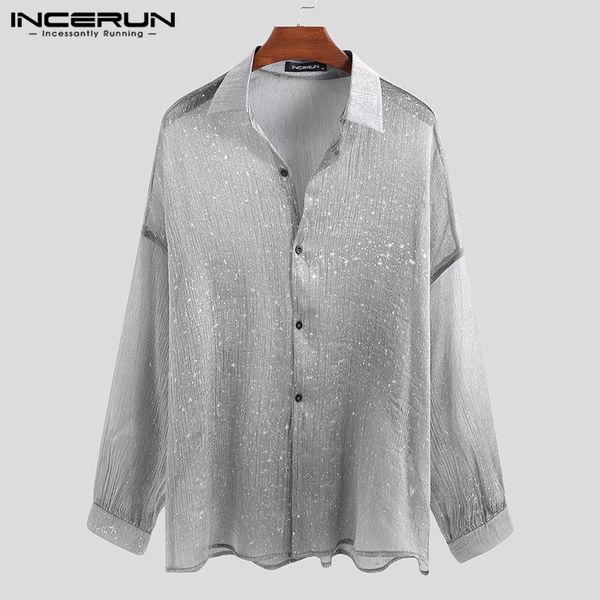 incerun fashion men chic shirt shiny transparent button long sleeve 2019 loose see through party nightclub men shirts, White;black
incerun fashion men chic shirt shiny transparent button long sleeve 2019 loose see through party nightclub men shirts, White;black