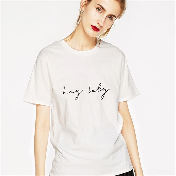 women's hey baby letter short-sleeved round collar women's t-shirt hey baby letter short-sleeved t-shirt round collar, White
women's hey baby letter short-sleeved round collar women's t-shirt hey baby letter short-sleeved t-shirt round collar, White
