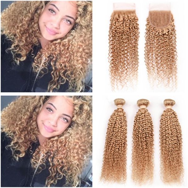 indian virgin human hair kinky curly blonde weave bundles with closure 4pcs lot #27 honey blonde 4x4 lace closure with weaves, Black;brown
indian virgin human hair kinky curly blonde weave bundles with closure 4pcs lot #27 honey blonde 4x4 lace closure with weaves, Black;brown
