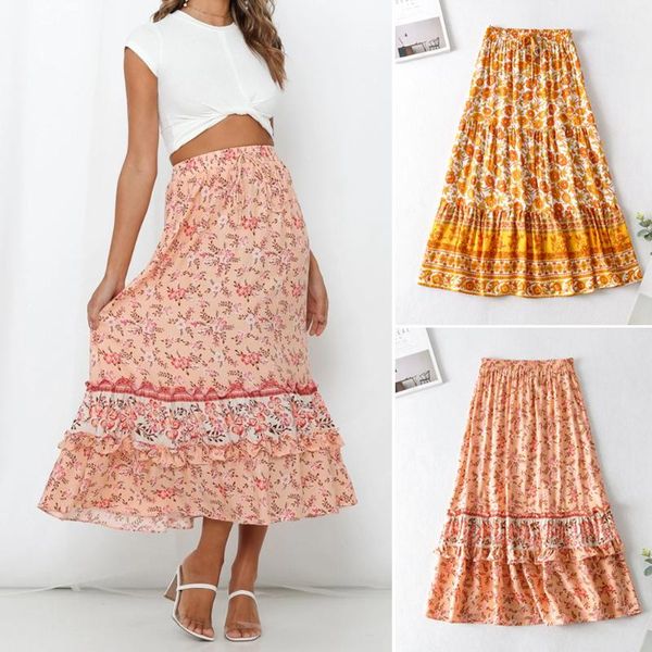 high waist pleated retro long skirt women boho print floral print maxi skirt casual a-line beach summer 2020 vintage swing, Black
high waist pleated retro long skirt women boho print floral print maxi skirt casual a-line beach summer 2020 vintage swing, Black