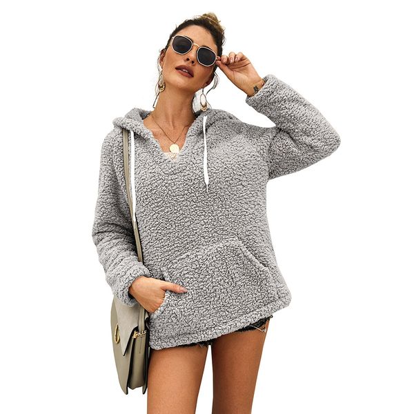 women fashion hooded casual oversize fleece sweatshirt winter coat 2019 fashion pocket long sleeve faux fur hoodie sweatshirt, Black
women fashion hooded casual oversize fleece sweatshirt winter coat 2019 fashion pocket long sleeve faux fur hoodie sweatshirt, Black