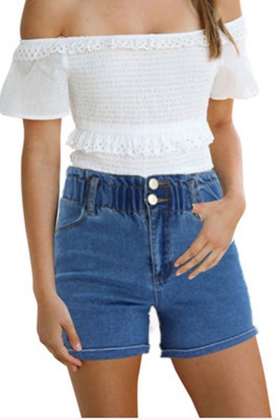 new women short jeans cuffs high waist denim wide leg button short pants short jeans casual ing, Blue
new women short jeans cuffs high waist denim wide leg button short pants short jeans casual ing, Blue