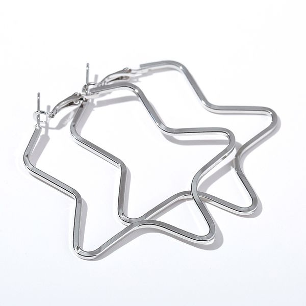 simple hollow five pointed star earrings geometric personality exaggeration big earrings european and american style fashion, Silver
simple hollow five pointed star earrings geometric personality exaggeration big earrings european and american style fashion, Silver