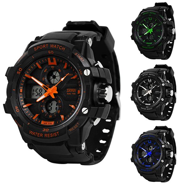 2017 sport quartz watches men sport digital analog dual time alarm date chronograph night light wrist watch, Slivery;brown
2017 sport quartz watches men sport digital analog dual time alarm date chronograph night light wrist watch, Slivery;brown