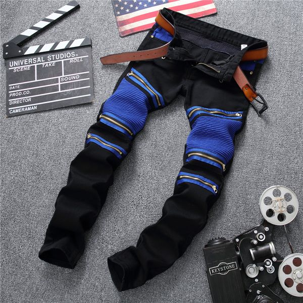 2019 men stylish ripped jeans pants biker skinny slim multi fake zippers denim trousers new fashion blue black patchwork jeans
2019 men stylish ripped jeans pants biker skinny slim multi fake zippers denim trousers new fashion blue black patchwork jeans