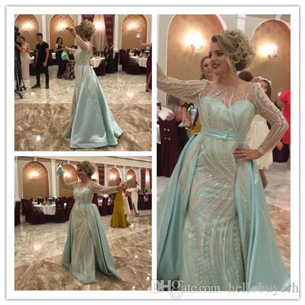 sheath blue african nigerian lace long sleeves prom dresses rhinestones 2018 new elegant long evening dresses detachable trains, Black
sheath blue african nigerian lace long sleeves prom dresses rhinestones 2018 new elegant long evening dresses detachable trains, Black