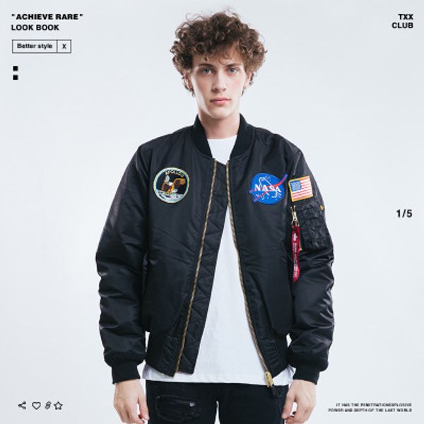 wholesale thick winter apollo patched navy men nasa bomber flight jacket ypf367, Black
wholesale thick winter apollo patched navy men nasa bomber flight jacket ypf367, Black