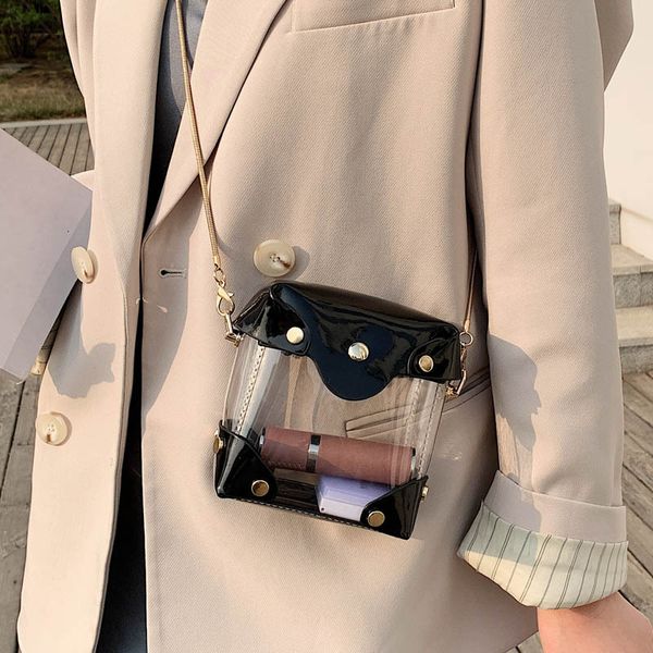 2020 new korean shoulder bag women's casual fashion transparent messenger box small square bag
2020 new korean shoulder bag women's casual fashion transparent messenger box small square bag