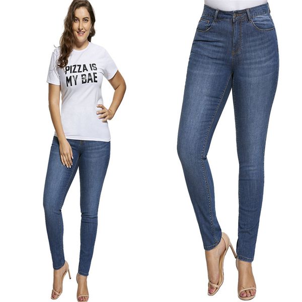 high elastic cowboy bound feet pants jeans woman plus size new pattern, Blue