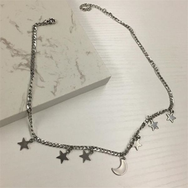 japanese and korean girl heart moon stars stainless steel necklace retro sweet temperament wild clavicle chain short necklace, Silver
japanese and korean girl heart moon stars stainless steel necklace retro sweet temperament wild clavicle chain short necklace, Silver
