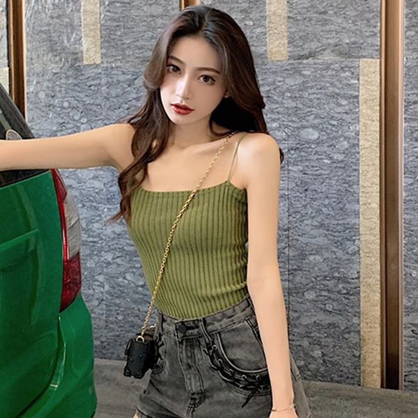 women knitted camisole summer sleeveless straps tanks vest solid color slim strap basic tanks new fashion, White
women knitted camisole summer sleeveless straps tanks vest solid color slim strap basic tanks new fashion, White
