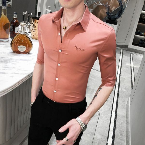simple solid shirt men casual summer 2020 new half sleeve mens dress shirts letter embroidery slim fit club tuxedo blouse homme, White;black
simple solid shirt men casual summer 2020 new half sleeve mens dress shirts letter embroidery slim fit club tuxedo blouse homme, White;black