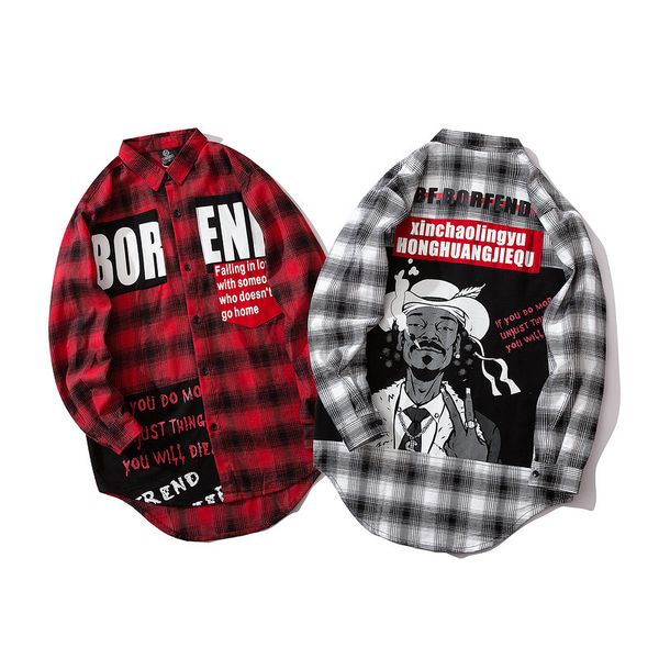 men plaid shirt autumn cotton pocket shirt 2019 mens japanese streetwear causal, White;black
men plaid shirt autumn cotton pocket shirt 2019 mens japanese streetwear causal, White;black