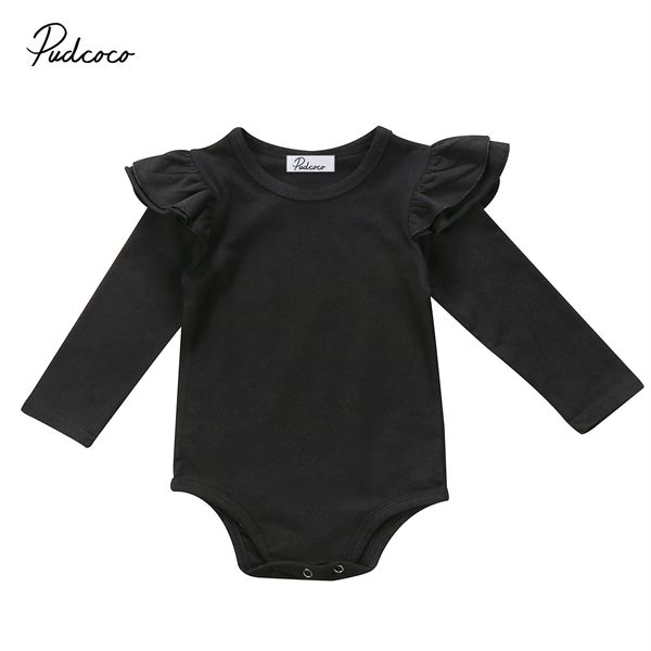 

0-18m cute baby girl romper autumn solid color clothes infant cotton long ruffle sleeve jumpsuit casual clothing outfits costume, Blue