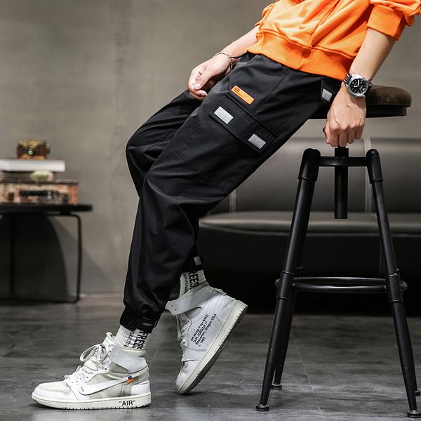 men pants pocket beam design cargo pants men loose large size wild drawstring fashion street, Black
men pants pocket beam design cargo pants men loose large size wild drawstring fashion street, Black