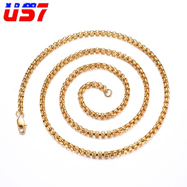 us7 20-30inch rope chain link box chain necklace stainless steel rolo chains necklaces for women men gold fashion jewelry, Silver 
us7 20-30inch rope chain link box chain necklace stainless steel rolo chains necklaces for women men gold fashion jewelry, Silver