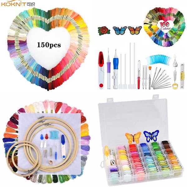 koknit cross stitch floss embroidery kit colorful threads magic embroidery hoop stitching punch needle pen set diy sewing kit, Black
koknit cross stitch floss embroidery kit colorful threads magic embroidery hoop stitching punch needle pen set diy sewing kit, Black