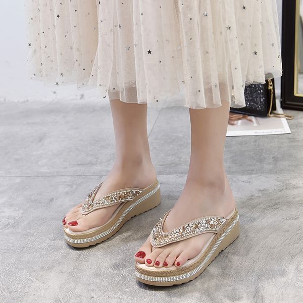 clip toe platform wedge slippers sandals women flip flops summer shiny rhinestones open toe slides women sandals 2020, Black
clip toe platform wedge slippers sandals women flip flops summer shiny rhinestones open toe slides women sandals 2020, Black