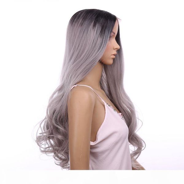 synthetic lace front wig big wave curly 18inch ombre tone color black&grey heat resistant hair wigs
synthetic lace front wig big wave curly 18inch ombre tone color black&grey heat resistant hair wigs