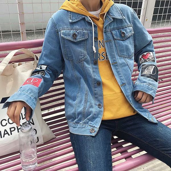 men coat autumn new denim jacket male chic brand casual jacket handsome student autumn tide lisure streetwear, Black;brown
men coat autumn new denim jacket male chic brand casual jacket handsome student autumn tide lisure streetwear, Black;brown