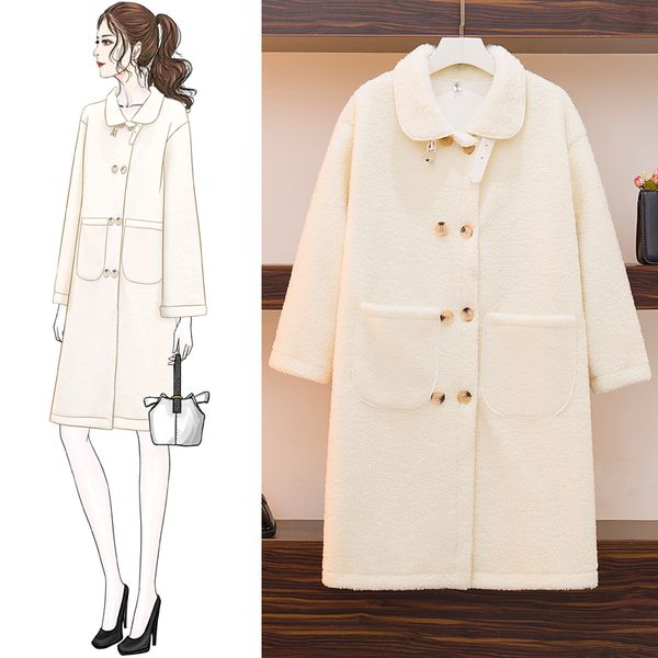 korea lambs coat long loose thickening winter outerwear double breasted solid straight casual plus size woolen coat, Black
korea lambs coat long loose thickening winter outerwear double breasted solid straight casual plus size woolen coat, Black