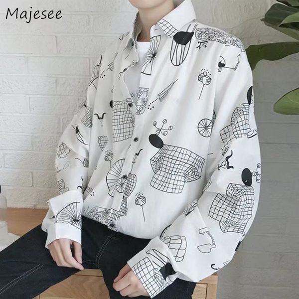shirts men stand collar printed leisure loose single breasted long sleeved shirt mens thin korean style ulzzang student, White;black
shirts men stand collar printed leisure loose single breasted long sleeved shirt mens thin korean style ulzzang student, White;black