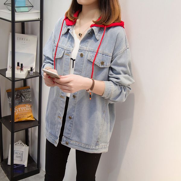 2019 spring new large size women's long sleeved age old wild hooded letter print denim jacket autumn blue woman denim jacket, Black;brown
2019 spring new large size women's long sleeved age old wild hooded letter print denim jacket autumn blue woman denim jacket, Black;brown