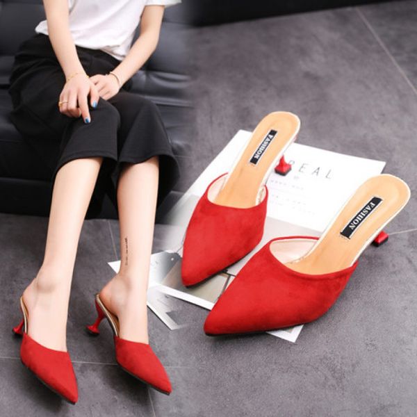 baotou ban tuo xie female high-heeled fine fashion outer wear new mule lazy sandals tip, Black;red
baotou ban tuo xie female high-heeled fine fashion outer wear new mule lazy sandals tip, Black;red