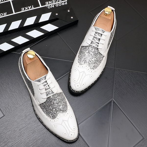 fashion man genuine leather personality shoes men business oxford wedding shoes patent leather sequins hip hop classic, Black
fashion man genuine leather personality shoes men business oxford wedding shoes patent leather sequins hip hop classic, Black
