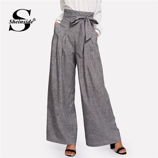 sheinside high waist self belted box pleated palazzo pants female grey loose pants elegant work trousers women wide leg, Black;white
sheinside high waist self belted box pleated palazzo pants female grey loose pants elegant work trousers women wide leg, Black;white