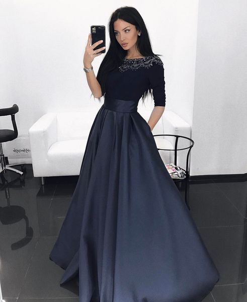 fashion navy blue dresses evening wear mother of the bride groom dress jewel neck half sleeves beads crystal satin prom dresses, Black;red
fashion navy blue dresses evening wear mother of the bride groom dress jewel neck half sleeves beads crystal satin prom dresses, Black;red