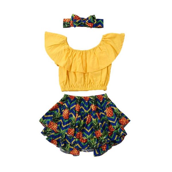 1-6y summer infant baby girls clothes sets pineapple print off shoulder t shirts +shorts+headband, White
1-6y summer infant baby girls clothes sets pineapple print off shoulder t shirts +shorts+headband, White