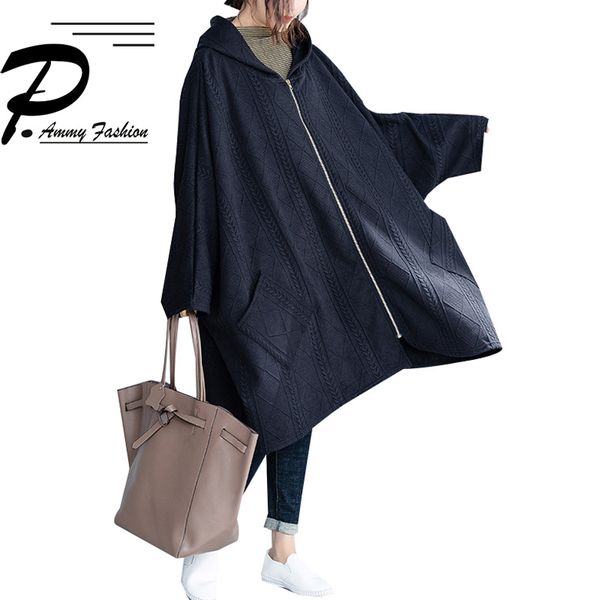 lagenlook women slim bat sleeve with cap loose coat 2018 new fsahion clothes zipper thicken cotton jacquard black coats, Black;white
lagenlook women slim bat sleeve with cap loose coat 2018 new fsahion clothes zipper thicken cotton jacquard black coats, Black;white
