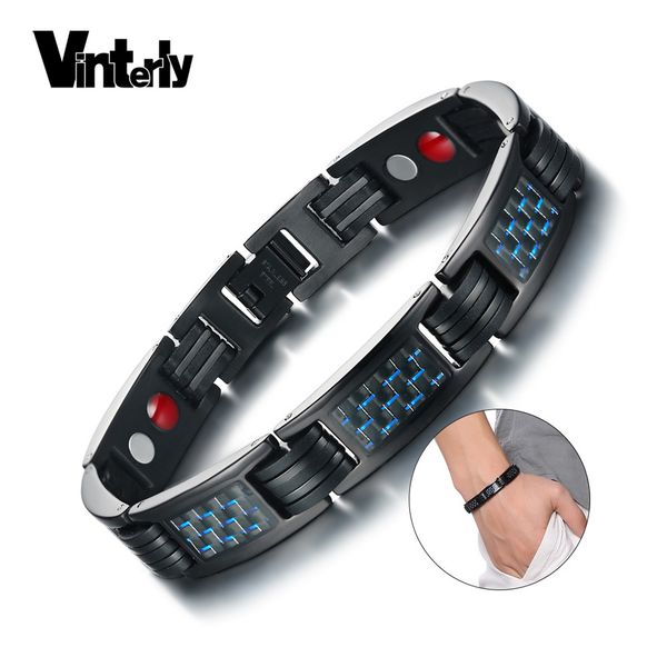 vinterly black health bracelet men stainless steel blue carbon fiber steel magnetic bracelet male energy chain bracelet for men, Golden;silver
vinterly black health bracelet men stainless steel blue carbon fiber steel magnetic bracelet male energy chain bracelet for men, Golden;silver
