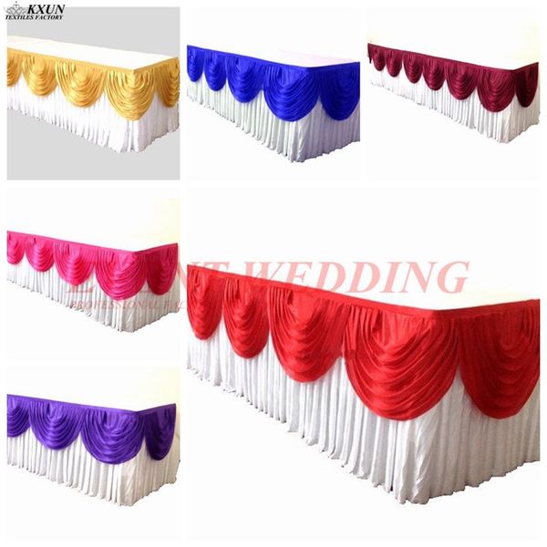 banquet wedding ice silk table skirt \ table cloth skirting with valance swag drape decoration table skirt
banquet wedding ice silk table skirt \ table cloth skirting with valance swag drape decoration table skirt