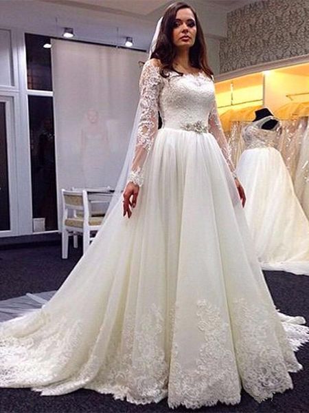 2020 new luxury a line wedding dresses vintage court train lace tulle appliques long sleeve muslim vestido de noiva wedding gown, White
2020 new luxury a line wedding dresses vintage court train lace tulle appliques long sleeve muslim vestido de noiva wedding gown, White